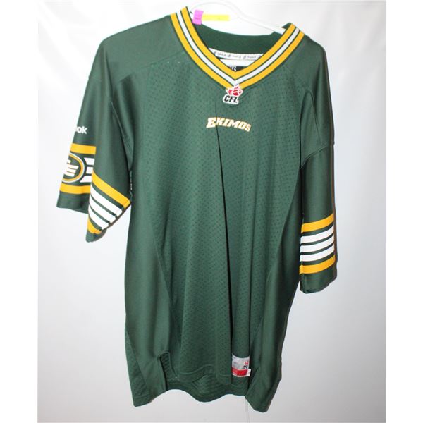 EDMONTON ESKIMOS CFL SZ L REEBOK S/SLEEVE JERSEY