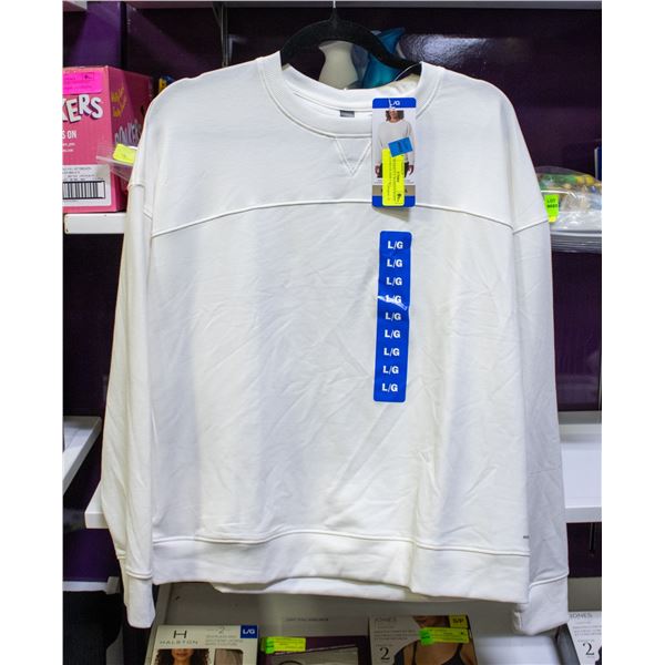 NEW MONDETTA WOMEN'S WHITE ACTIVEWEAR SHIRT SZ L