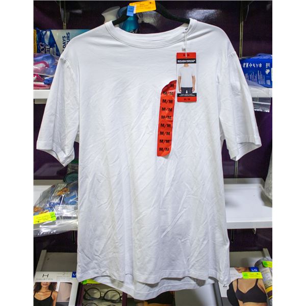 NEW ROUGH DRESS WHITE CREWNECK T-SHIRT SIZE MED