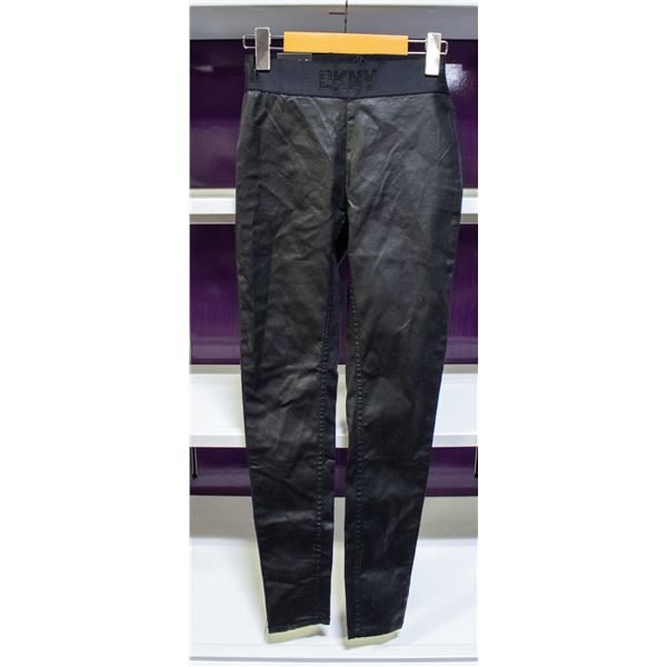 DKNY BLACK METALLIC LEGGINGS SIZE XS