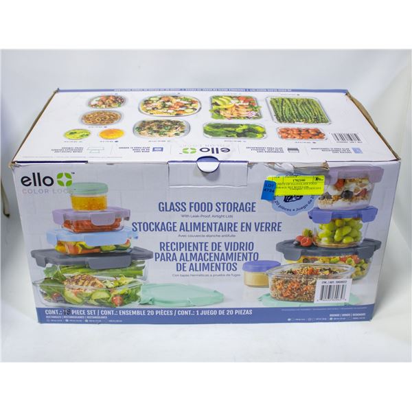 10 PIECE OF ELLO GLASS FOOD STORAGE SET WITH LIDS
