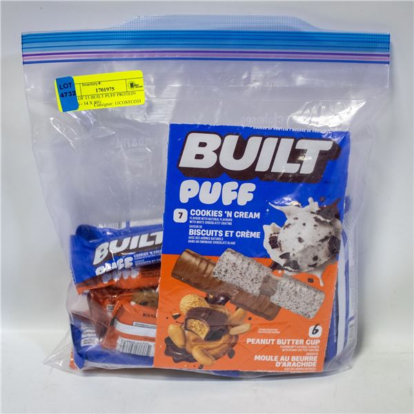 BAG OF 13 BUILT PUFF PROTEIN BARS - 14 X 40G