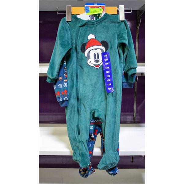 NEW DISNEY SLEEPERS 2PK CHRISTMAS GREEN 12M