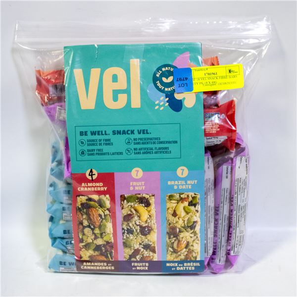 BAG OF 18 VEL SNACK FIBRE BARS VARIETY PK 18 X 40G