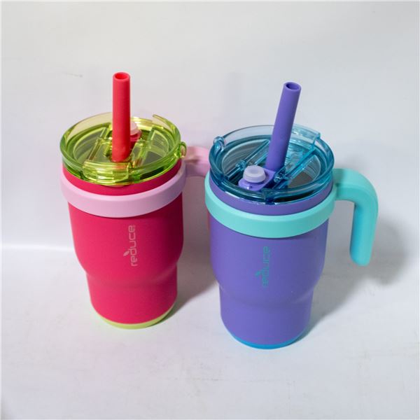 2 PK OF REDUCE CHILDERNS MUG WITH STRAWS 2 X 14OZ