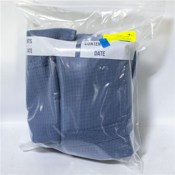 4 PACK OF WELHOME WAFFLE TEXTURED HAND TOWLES BLUE