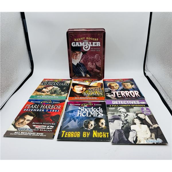 KENNY ROGERS GAMBLER SET + 6 HOLLYWOOD DVDS