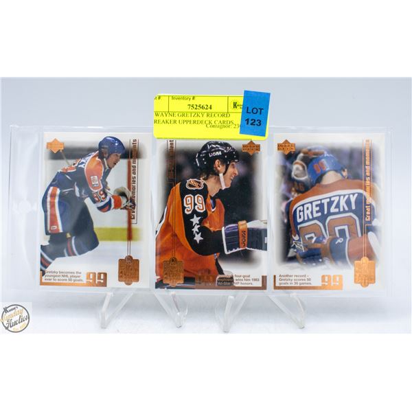 3 WAYNE GRETZKY RECORD BREAKER UPPERDECK CARDS
