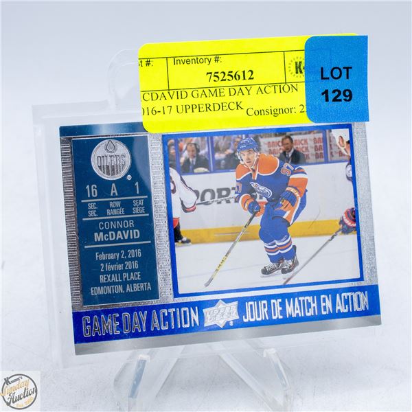 MCDAVID GAME DAY ACTION 2016-17 UPPERDECK