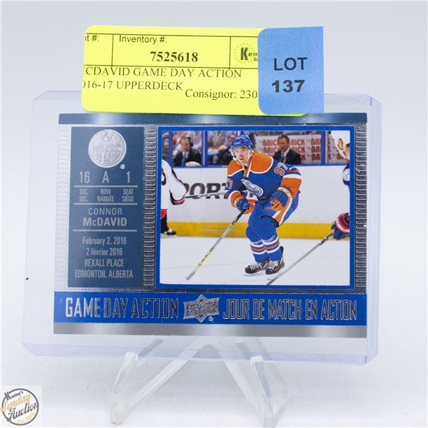 MCDAVID GAME DAY ACTION 2016-17 UPPERDECK