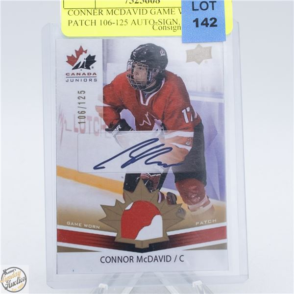 CONNER MCDAVID GAME WORN PATCH 106-125 AUTO-SIGN.
