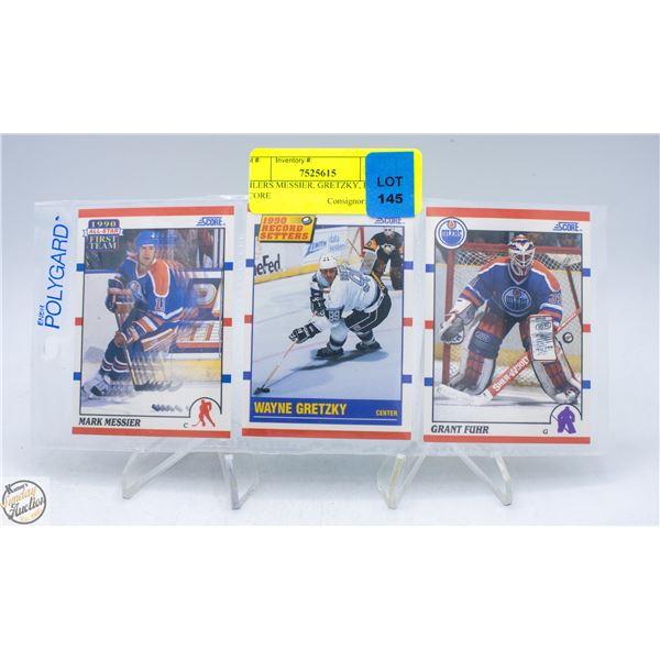 OILERS MESSIER, GRETZKY, FUHR, SCORE