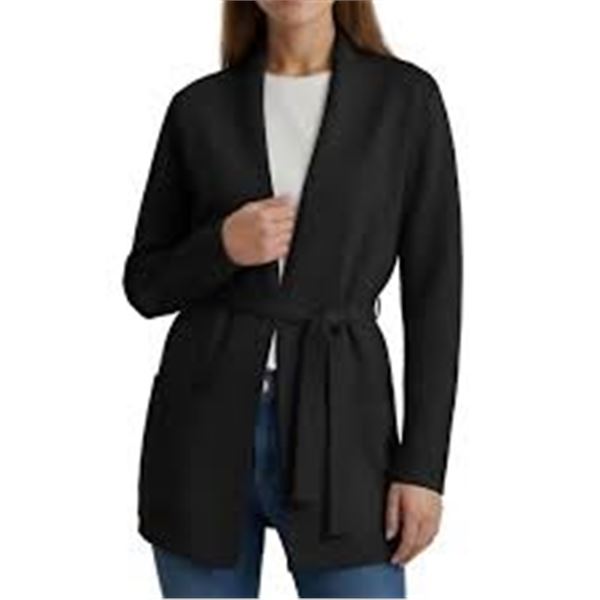 COMO VINTAGE WOMENS TIE UP CARDIGAN BLACK SIZE XS