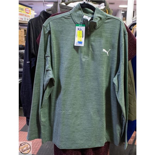 NEW MENS PUMA LONG SLEEVE GREEN QUARTER ZIP XL