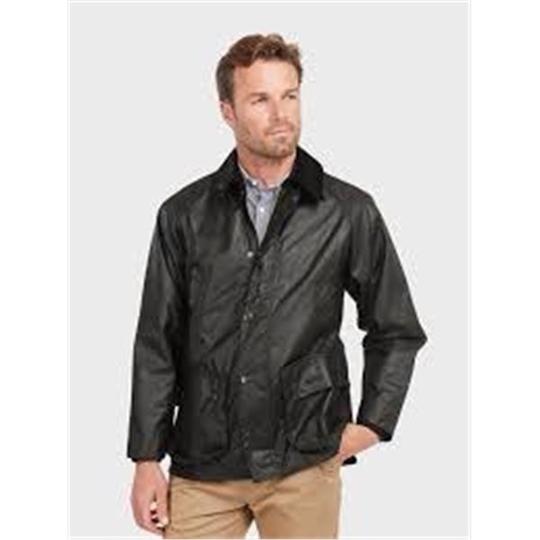 NEW BARBOUR BEDALE WAX ZIP UP JACKET BLACK SZ L40