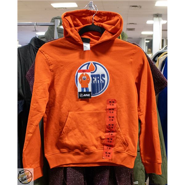 NEW NHL EDMONTON OILERS KIDS HOODIE ORANGE SZ M7/8