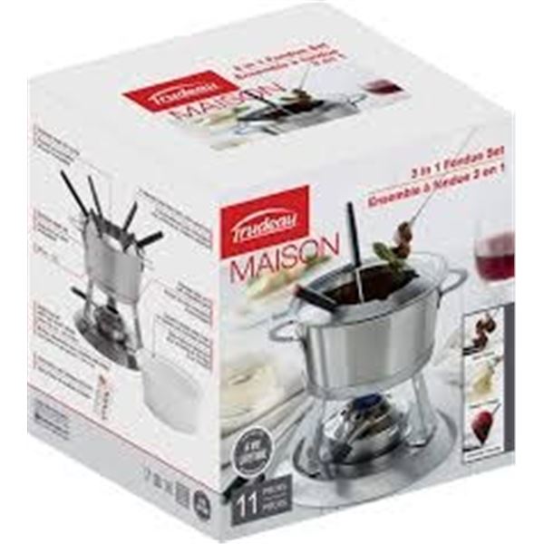 BRAND NEW 11 PC TRUDEAU MAISON 3-IN-1 FONDUE SET