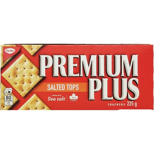 CASE WITH 12 X 225G BOXES OF PREMIUM PLUS SALTED