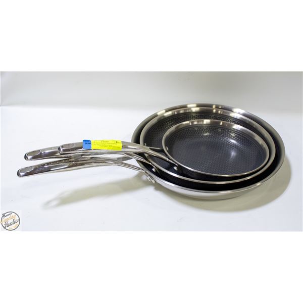 3 PIECE HENCKELS PARADIGM SKILLET SET, NON STICK