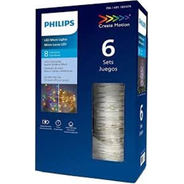 NEW 6 PK OF PHILIPS LED MICRO LIGHTS, 6 X 50LIGHTS