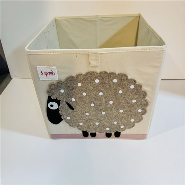 CLOTH STORAGE BIN W/ SHEEP DESIGN 12" X 12"