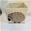 Image 1 : CLOTH STORAGE BIN W/ SHEEP DESIGN 12" X 12"