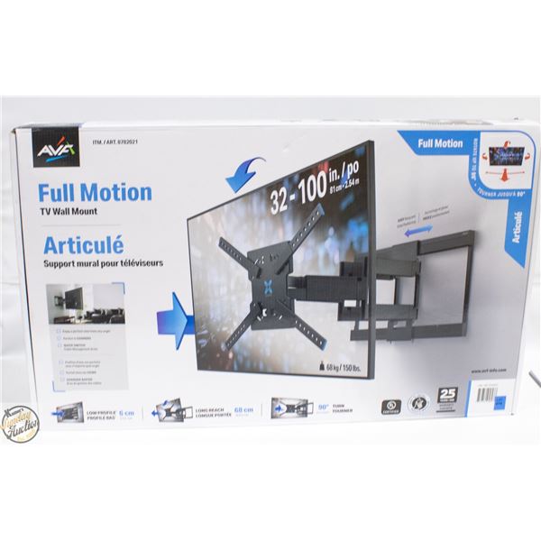 AVF FULL MOTION TV WALL MOUNT, 26.8" FULL REACH