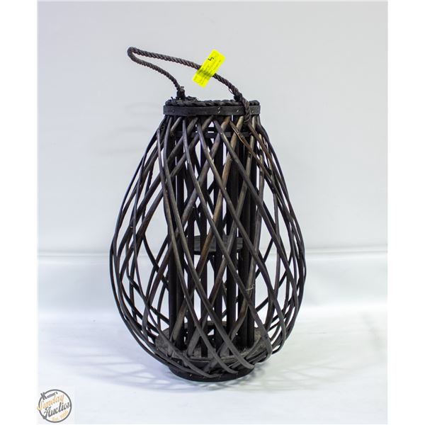 LARGE DARK BROWN BAMBOO HANGING LANTERN