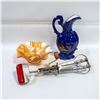 Image 1 : DUGAN DAISY CARNIVAL GLASS BOWL 1940 EGG BEATER &