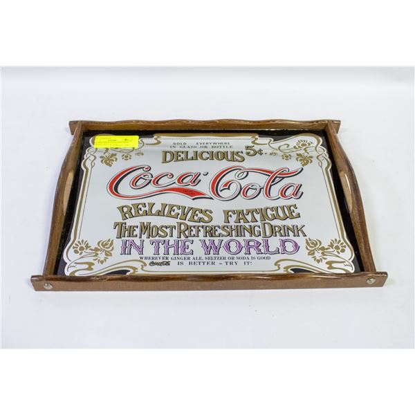 VINTAGE COCA-COLA MIRRORED SERVING TRAY 16" X 11"