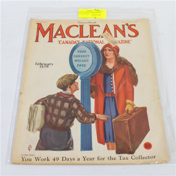 ESTATE ANTIQUE FEB. 1930 "MACLEANS"