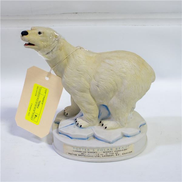 CANADIAN POTTERS POLAR BEAR BC WHISKY DECANTER