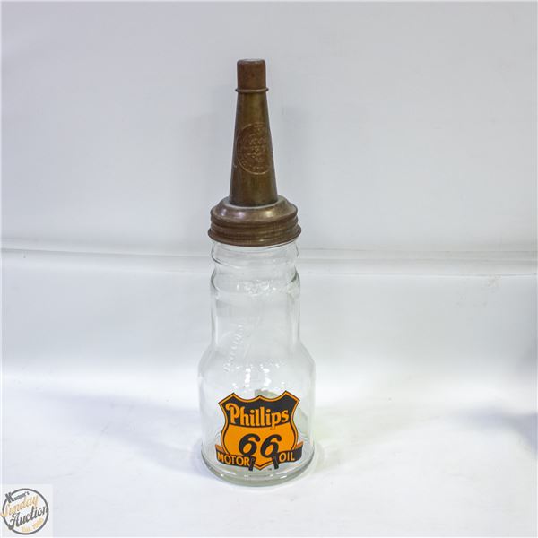 ANTIQUE PHILLIPS 66 MOTOR OIL GLASS WITH POUR