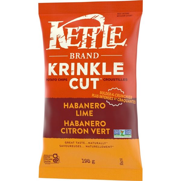 CASE WITH 12 X 198G KETTLE BRAND CRINKLE CUT
