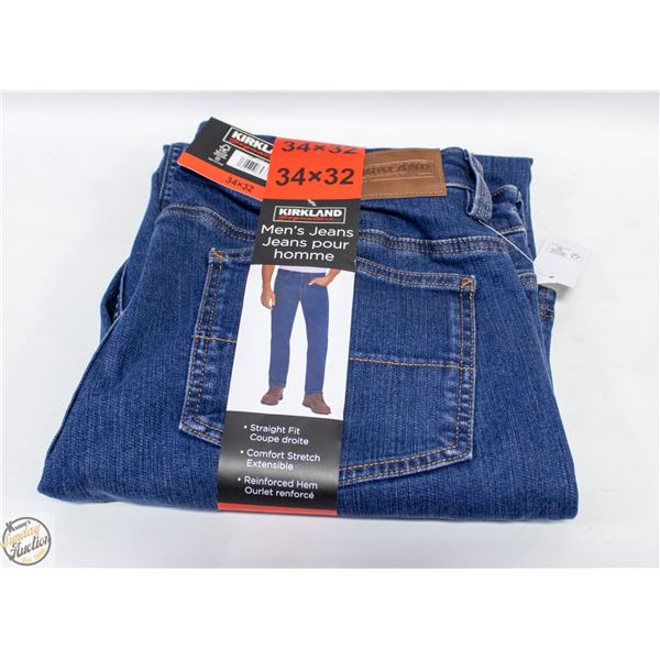 NEW KIRKLAND MENS 34 X 32 DARK BLUE JEANS