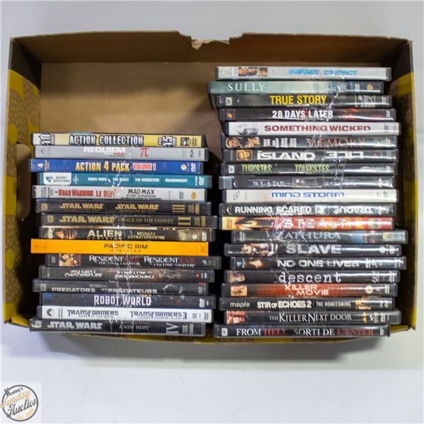 FLAT OF ASSORTED DVDS