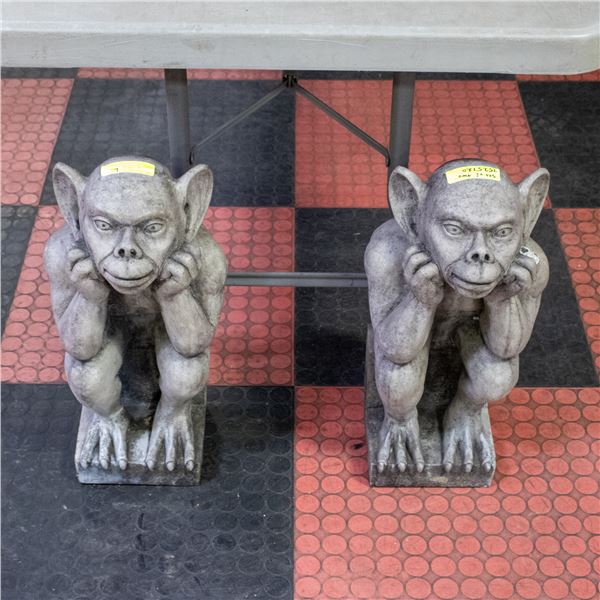 SET OF TWO CONCRETE GARGOYLES -