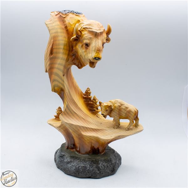 9.5" BUFFALO BUST SCENE FIGURINE