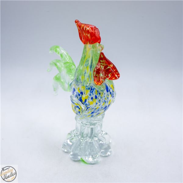 MURANO GLASS CHICKEN MULTI COLORED 7" X 5.3"