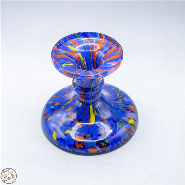 CZECH/BOHEMIAN ART DECO SPATTER GLASS CANDLE