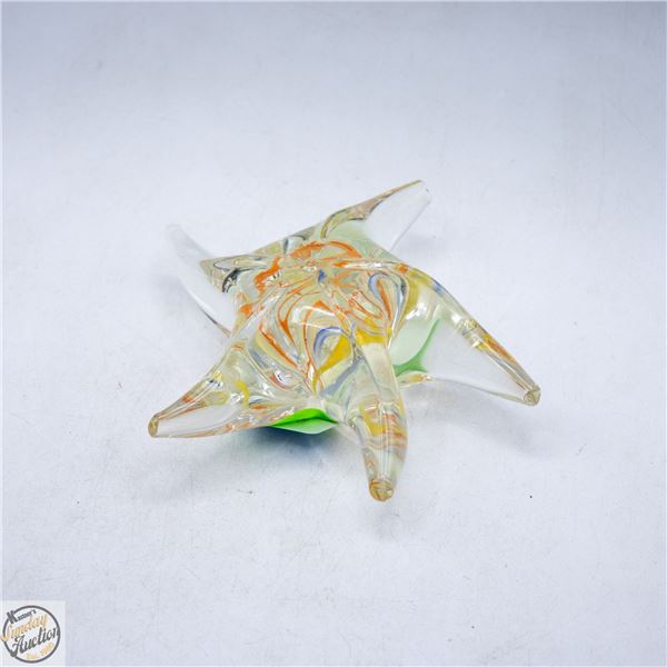 STARFISH GLASS DECOR ORANGE BLUE YELLOW SPECKLED