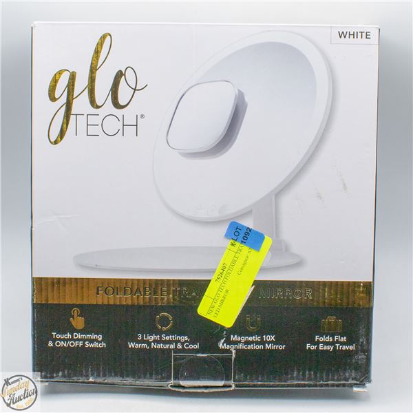 NEW GLO TECH FOLDABLE TRAVEL LED MIRROR