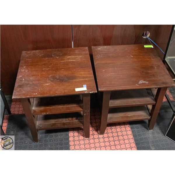 STAINLESS STEEL AND TURNED DARKWOOD TABLE/