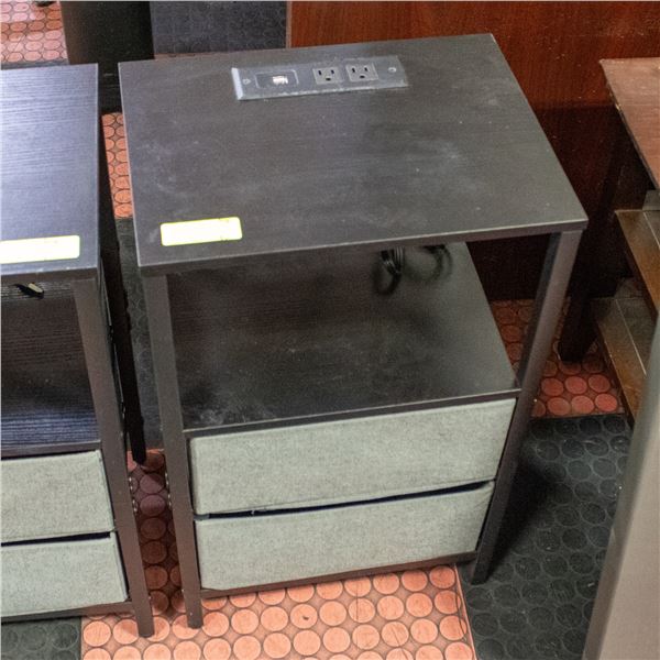 WOOD AND METAL SIDE TABLE WITH BUILT-IN