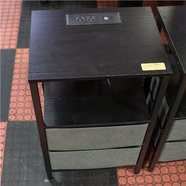 WOOD AND METAL SIDE TABLE WITH BUILT-IN