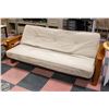 Image 1 : SOFA FUTON COUCH WITH WOOD ARM CUBBYS