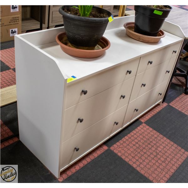 WHITE 6 DRAWER DRESSER " 54 X 18 X  33"