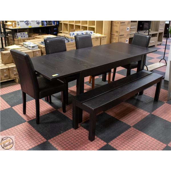 SOLID WOOD EXPRESSO TABLE WITH 2 LEAFS,