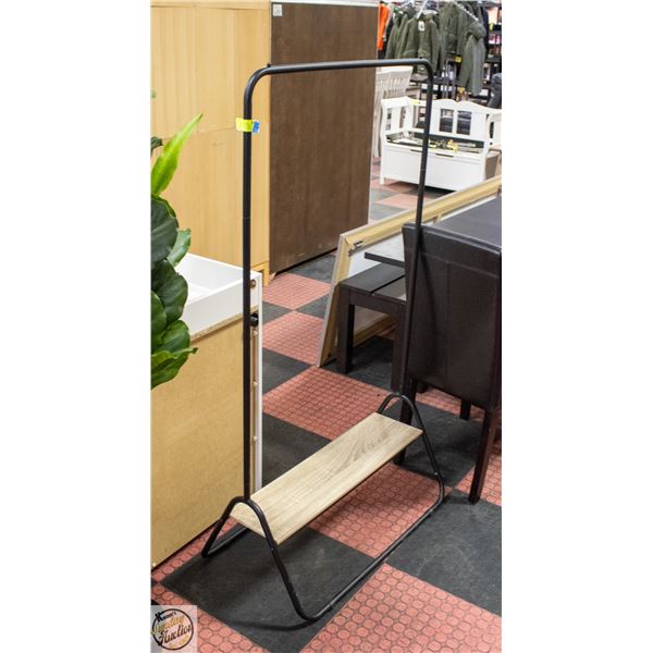 BLACK CLOTHING RACK WITH SHELF - BLACK TUBULAR