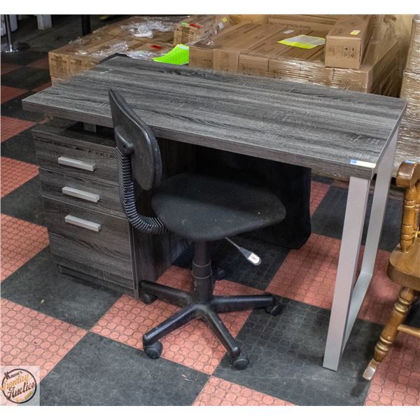 OFFICE DESK H-30" W-23.5" L-47.5" + ROLLING CHAIR